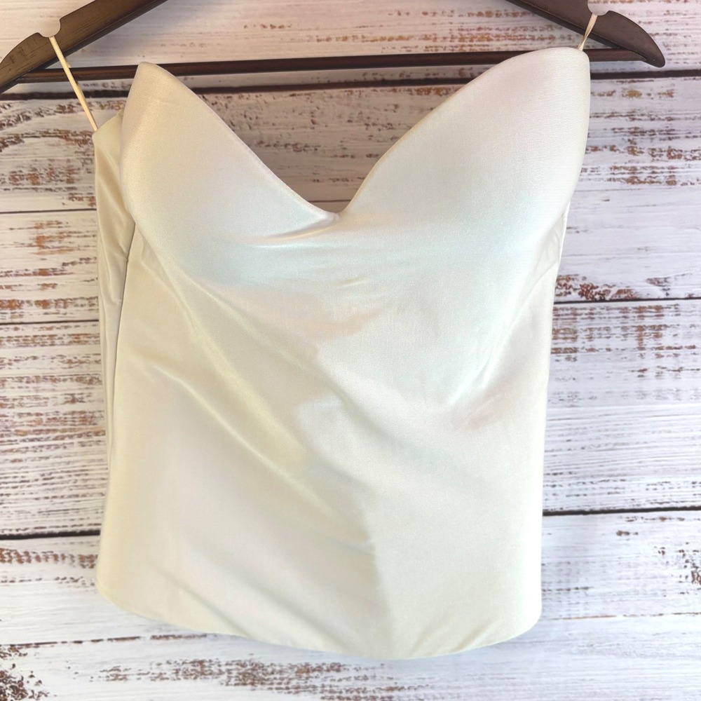 Vintage Strapless Longline Bra David's Bridal 40C Ivory Satin Nylon 7643